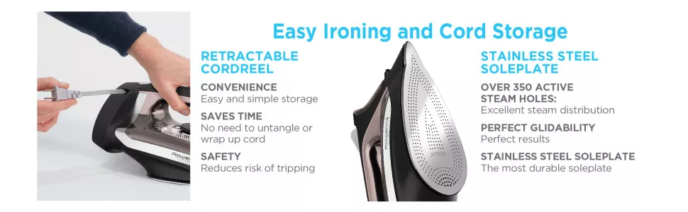 Rowenta DW2459 Access Steam Iron with Retractable Cord feature